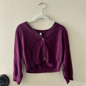 Zenana Outfitters cropped purple cardigan